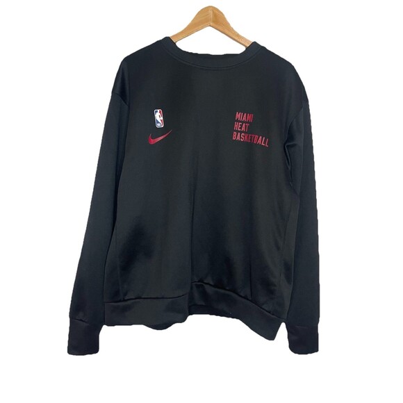 Nike Dri Fit Men's Large Black Sweatshirt Miami Heat Basketball Pullover - Picture 1 of 7